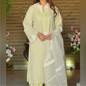 Elegant Yellow Embroidered Outfit